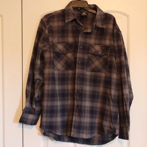 YAGO Men's Casual Plaid Flannel Long Sleeve Button Down Blue/Grey Size XL